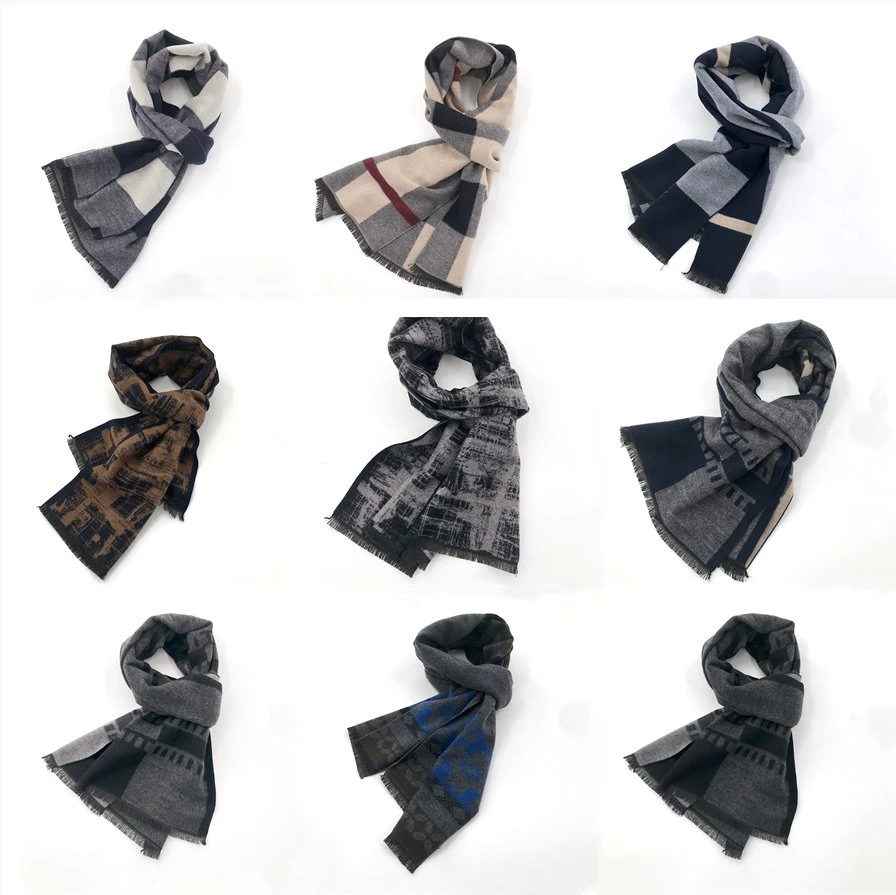 Supplier Wholesale Fashion Classic Jacquard Plaid Wool Blend Winter Scarf