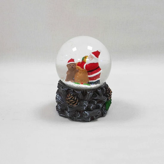 Serie di globi di neve di Babbo Natale di Natale in resina personalizzati per la decorazione della tavola di casa interna