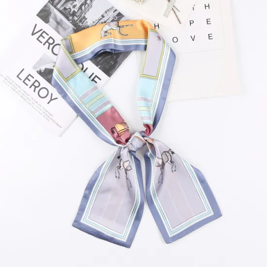 Fascia per borsa per capelli con nastro per capelli in seta con sciarpa in raso di seta di lusso di moda 14X145 cm